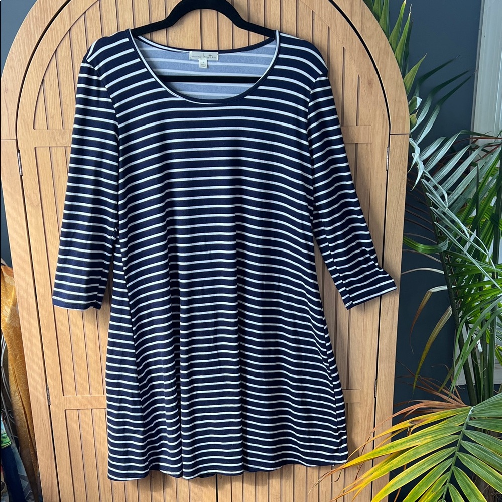 Nine Britton Striped Navy and White Top